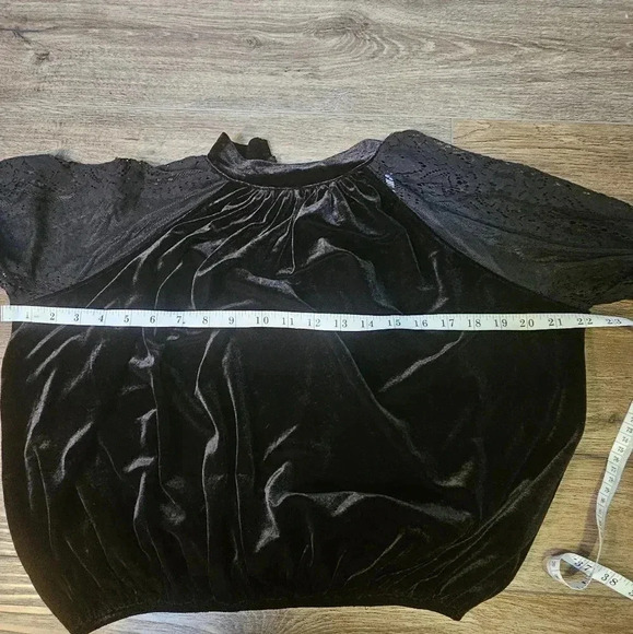 Free People Dream Team Velvet l/ Lace Whimsigoth Black XS Blouse - Picture 11 of 14